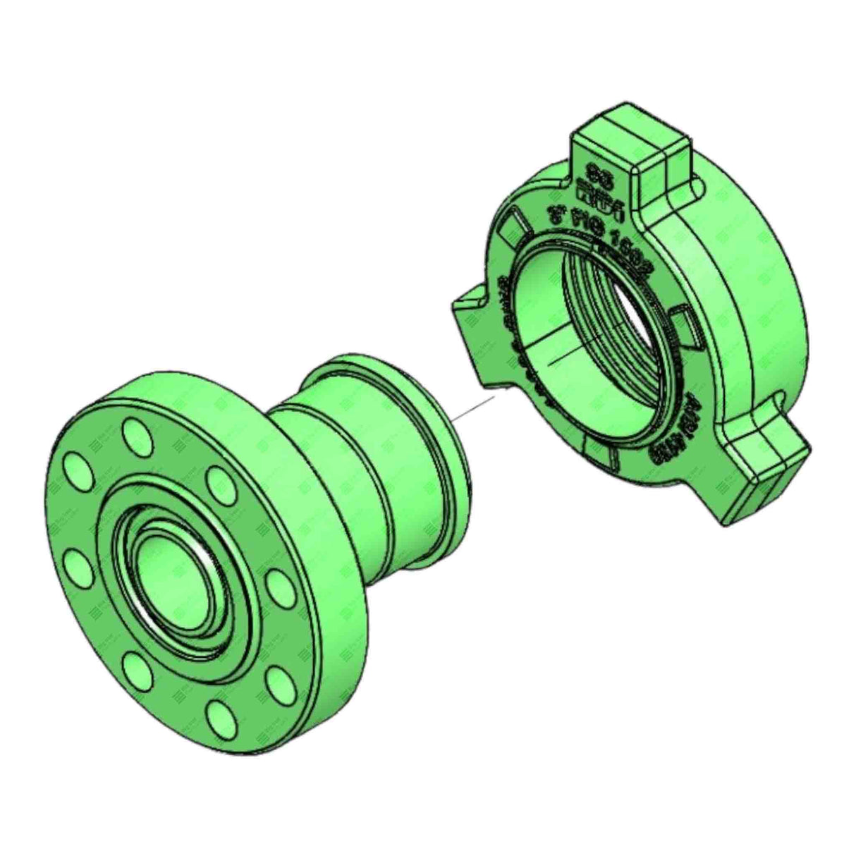 Flange Adapter, 2-1/16” 10M x 3” 1502 M, 10000 psi, Sour Service