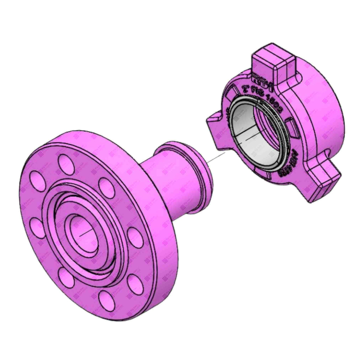 Flange Adapter, 2-1/16” 5M x 2” 1502 M, 5000 psi, STD Service